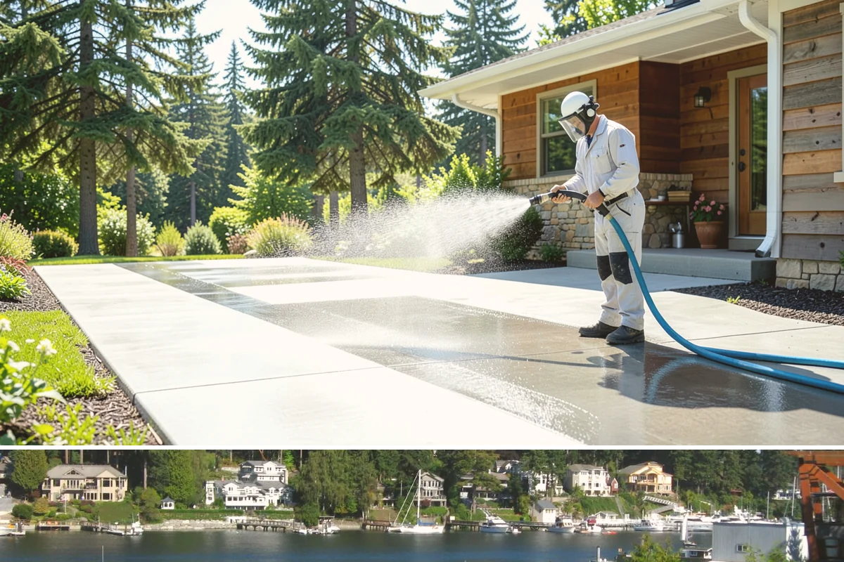 Restaurant Exterior Cleaning in Gig Harbor, Pierce County, WA - Patio-heavy cleaning is best done in early spring before outdoor dining season, with grease areas maintained monthly year-round.