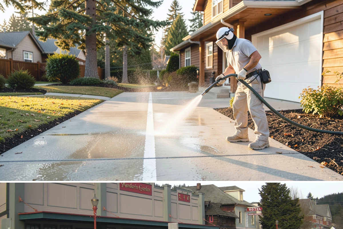 Restaurant Exterior Cleaning in Issaquah, King County, WA - Patio-heavy cleaning is best done in early spring before outdoor dining season, with grease areas maintained monthly year-round.