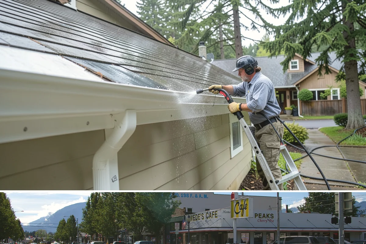 Restaurant Exterior Cleaning in North Bend, King County, WA - Patio-heavy cleaning is best done in early spring before outdoor dining season, with grease areas maintained monthly year-round.