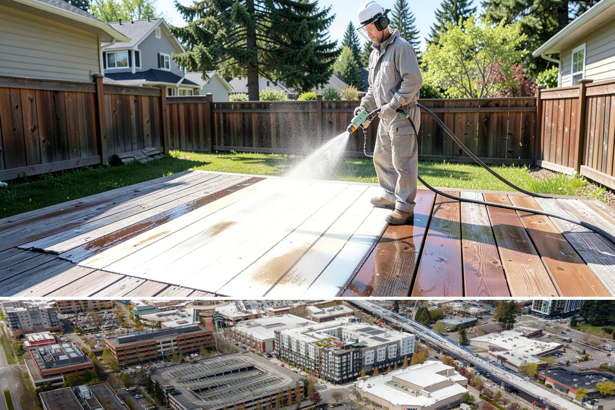 Restaurant Exterior Cleaning in Redmond, King County, WA - Patio-heavy cleaning is best done in early spring before outdoor dining season, with grease areas maintained monthly year-round.