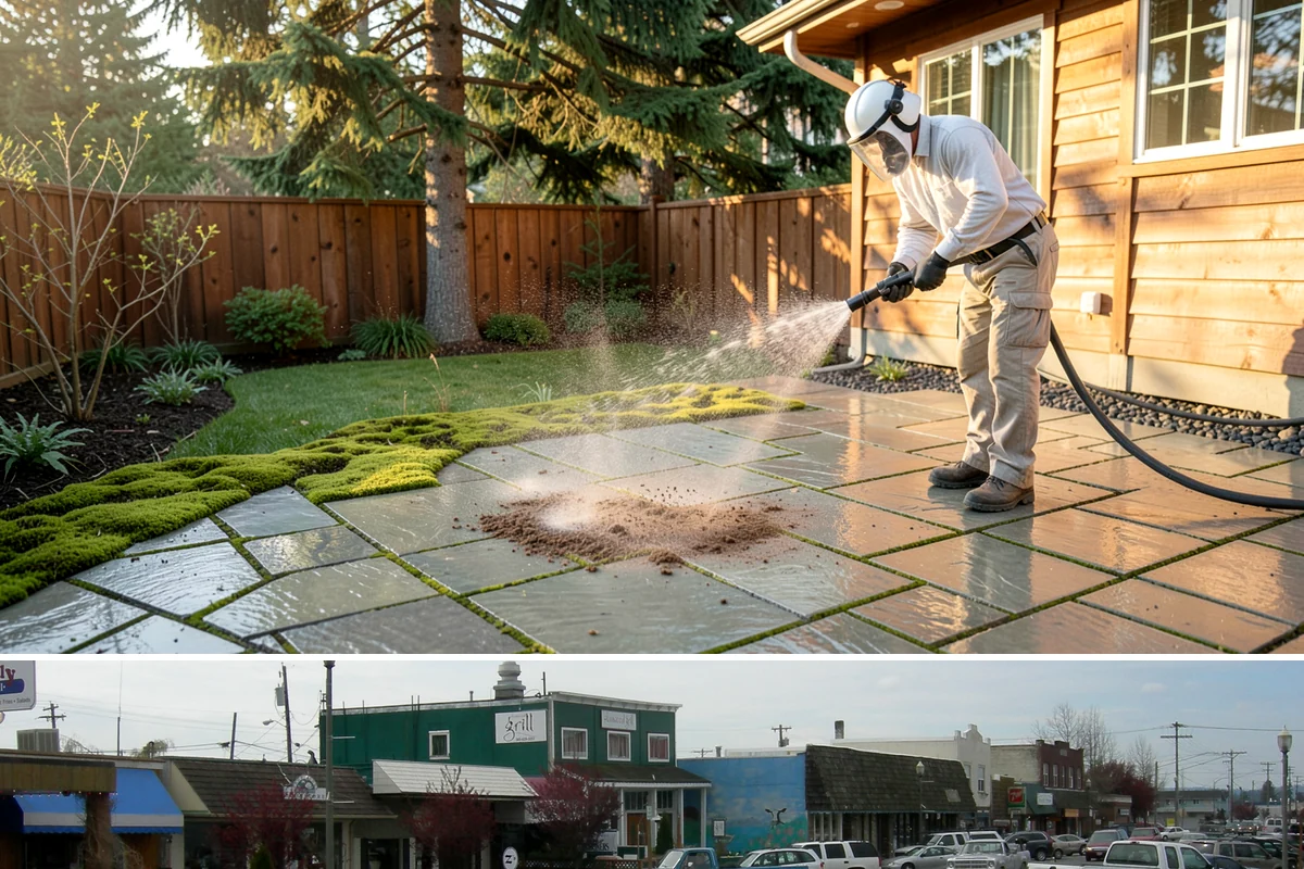 Restaurant Exterior Cleaning in Stanwood, Snohomish County, WA - Patio-heavy cleaning is best done in early spring before outdoor dining season, with grease areas maintained monthly year-round.