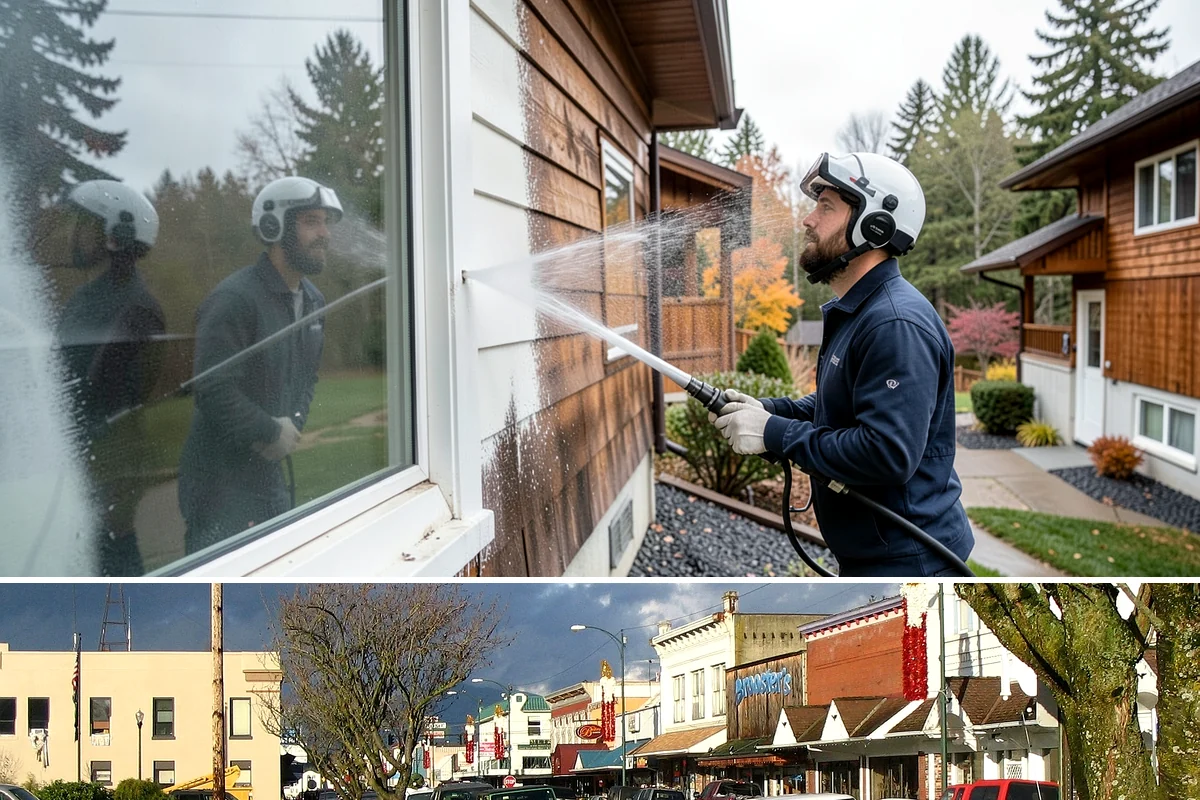 Retail Center Cleaning in Arlington, Snohomish County, WA - A spring refresh followed by pre-holiday cleaning in late fall keeps a retail center looking its best through peak shopping...