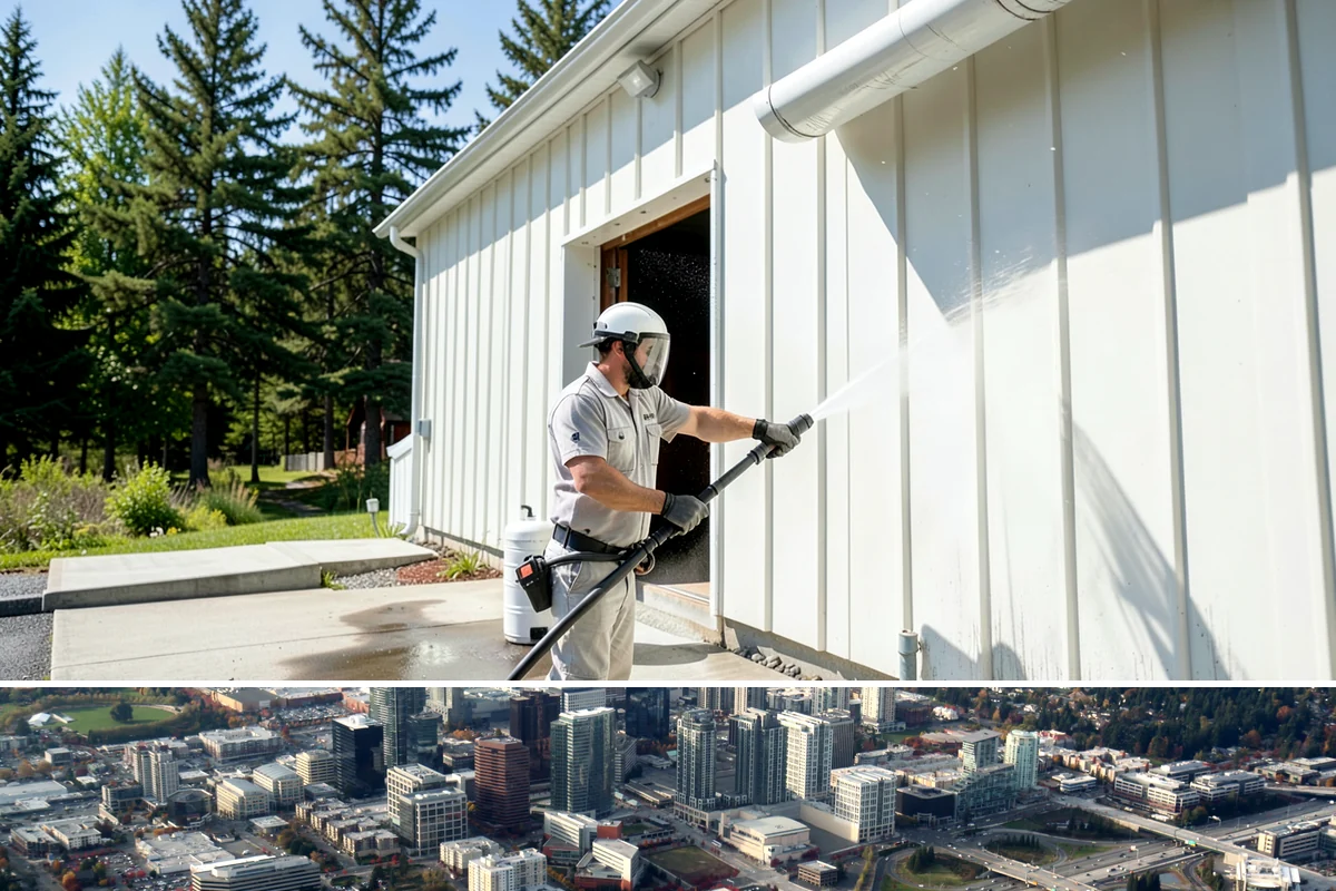 Retail Center Cleaning in Bellevue, King County, WA - A spring refresh followed by pre-holiday cleaning in late fall keeps a retail center looking its best through peak shopping...
