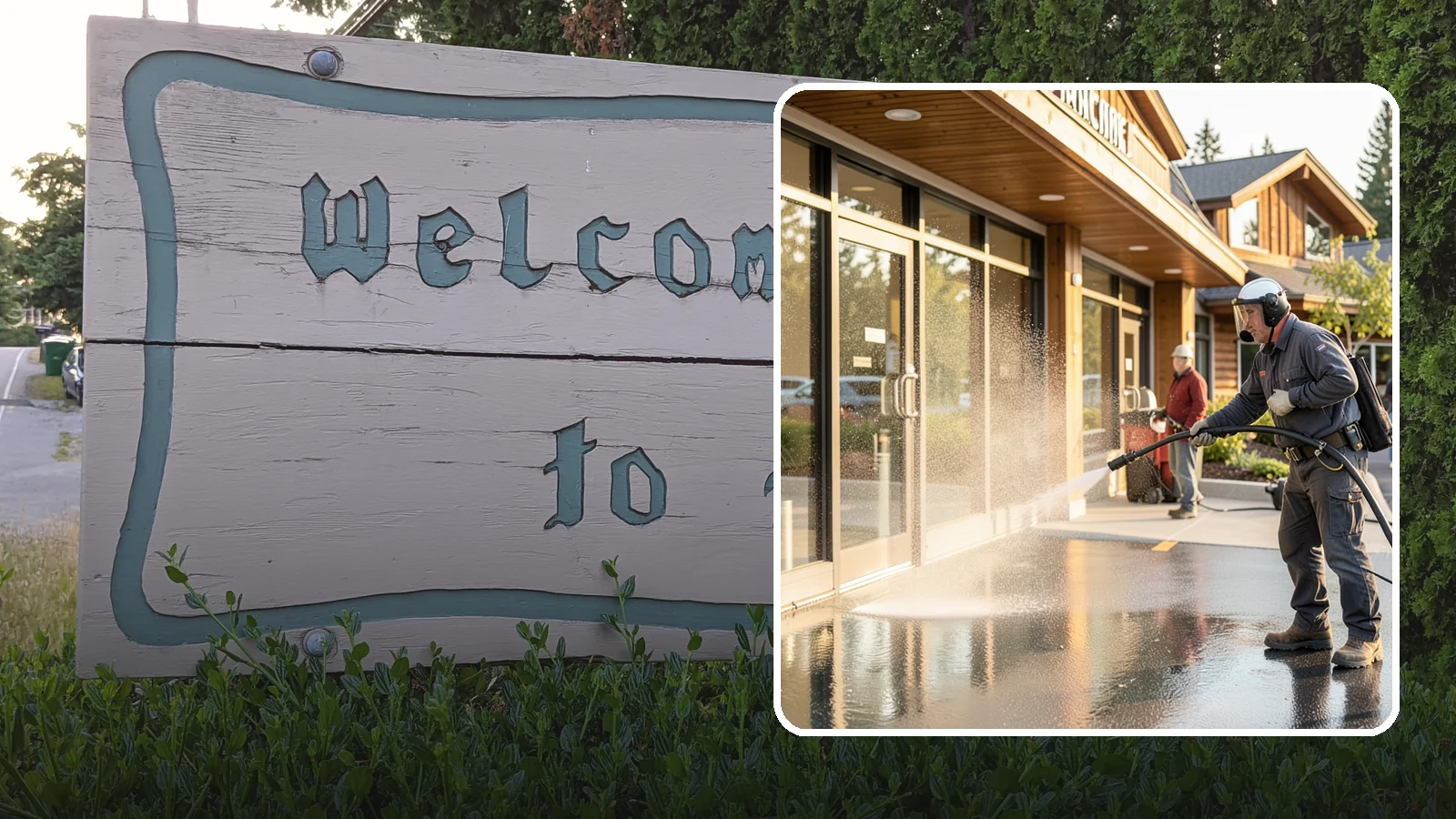 Retail Center Cleaning in Brier, Snohomish County, WA - Comprehensive exterior cleaning for shopping centers covering storefronts, common walkways, and parking areas that draw shoppers...