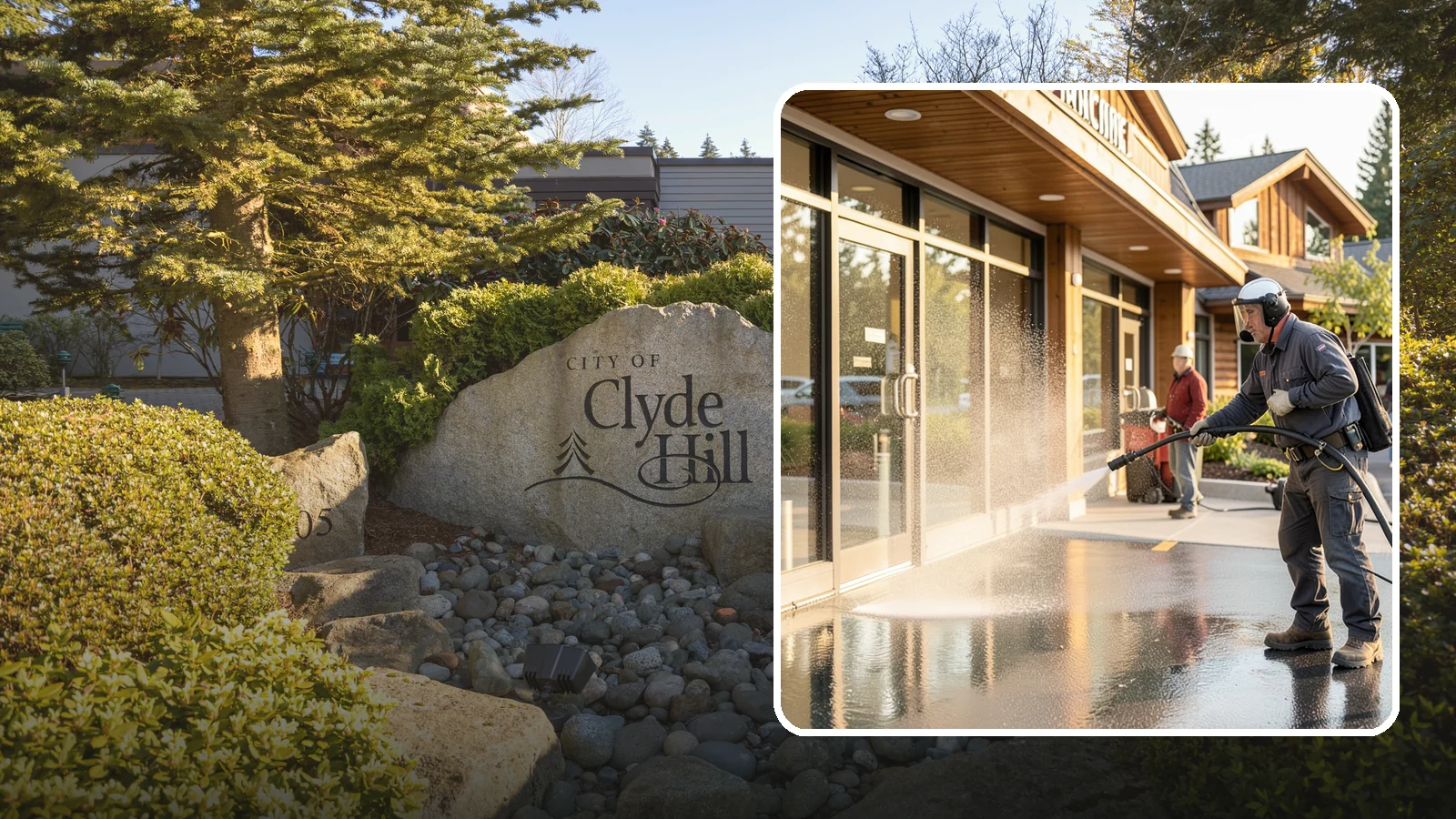 Retail Center Cleaning in Clyde Hill, King County, WA - Comprehensive exterior cleaning for shopping centers covering storefronts, common walkways, and parking areas that draw shoppers...