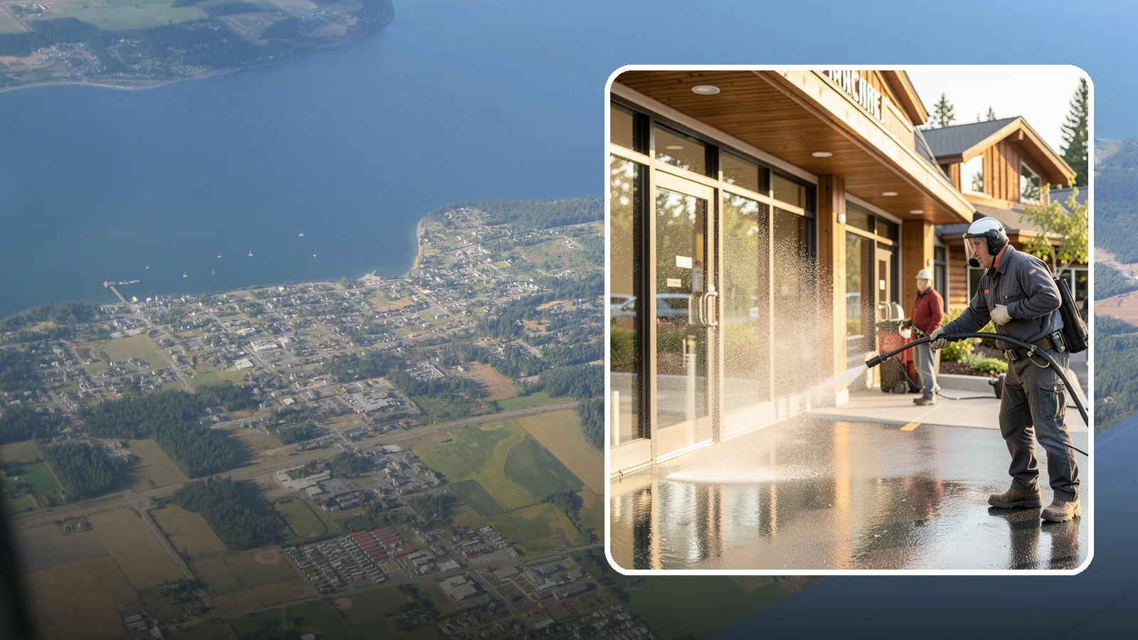 Retail Center Cleaning in Coupeville, Island County, WA - Comprehensive exterior cleaning for shopping centers covering storefronts, common walkways, and parking areas that draw shoppers...