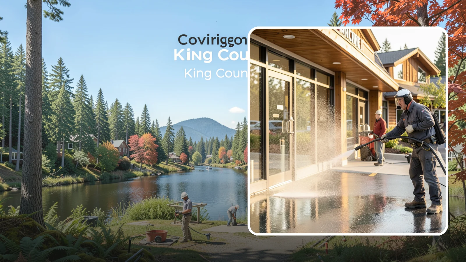 Retail Center Cleaning in Covington, King County, WA - Comprehensive exterior cleaning for shopping centers covering storefronts, common walkways, and parking areas that draw shoppers...