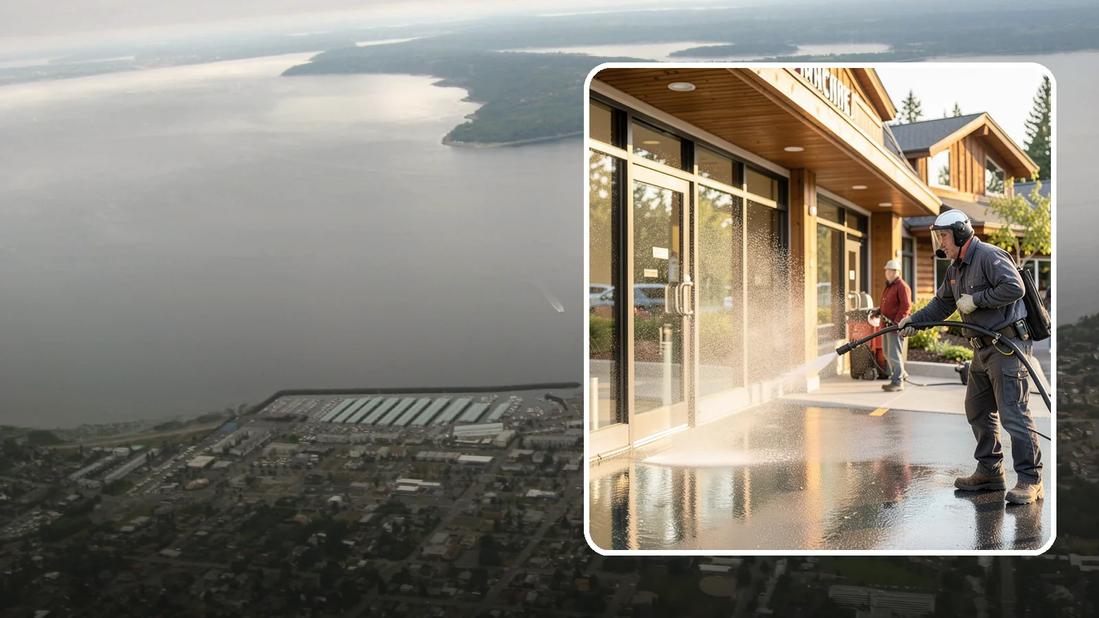 Retail Center Cleaning in Des Moines, King County, WA - Comprehensive exterior cleaning for shopping centers covering storefronts, common walkways, and parking areas that draw shoppers...