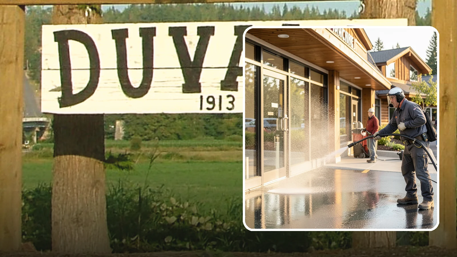 Retail Center Cleaning in Duvall, King County, WA - Comprehensive exterior cleaning for shopping centers covering storefronts, common walkways, and parking areas that draw shoppers...