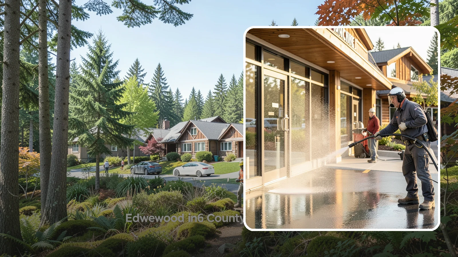 Retail Center Cleaning in Edgewood, Pierce County, WA - Comprehensive exterior cleaning for shopping centers covering storefronts, common walkways, and parking areas that draw shoppers...