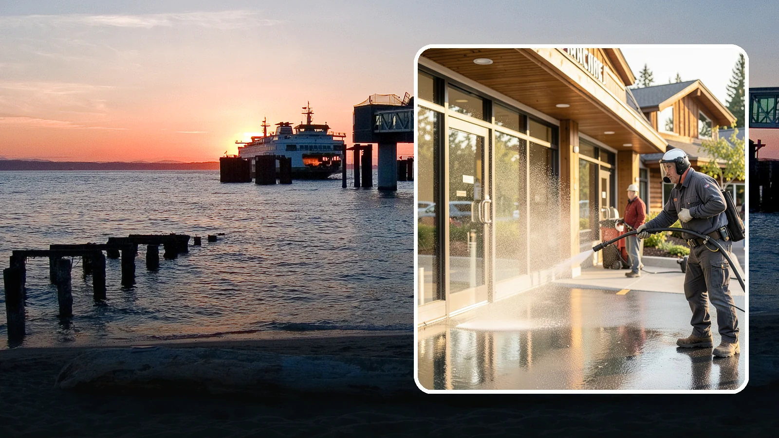 Retail Center Cleaning in Edmonds, Snohomish County, WA - Comprehensive exterior cleaning for shopping centers covering storefronts, common walkways, and parking areas that draw shoppers...