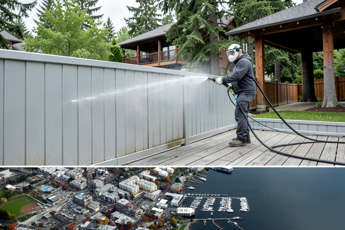 Retail Center Cleaning in Kirkland, King County, WA - A spring refresh followed by pre-holiday cleaning in late fall keeps a retail center looking its best through peak shopping...