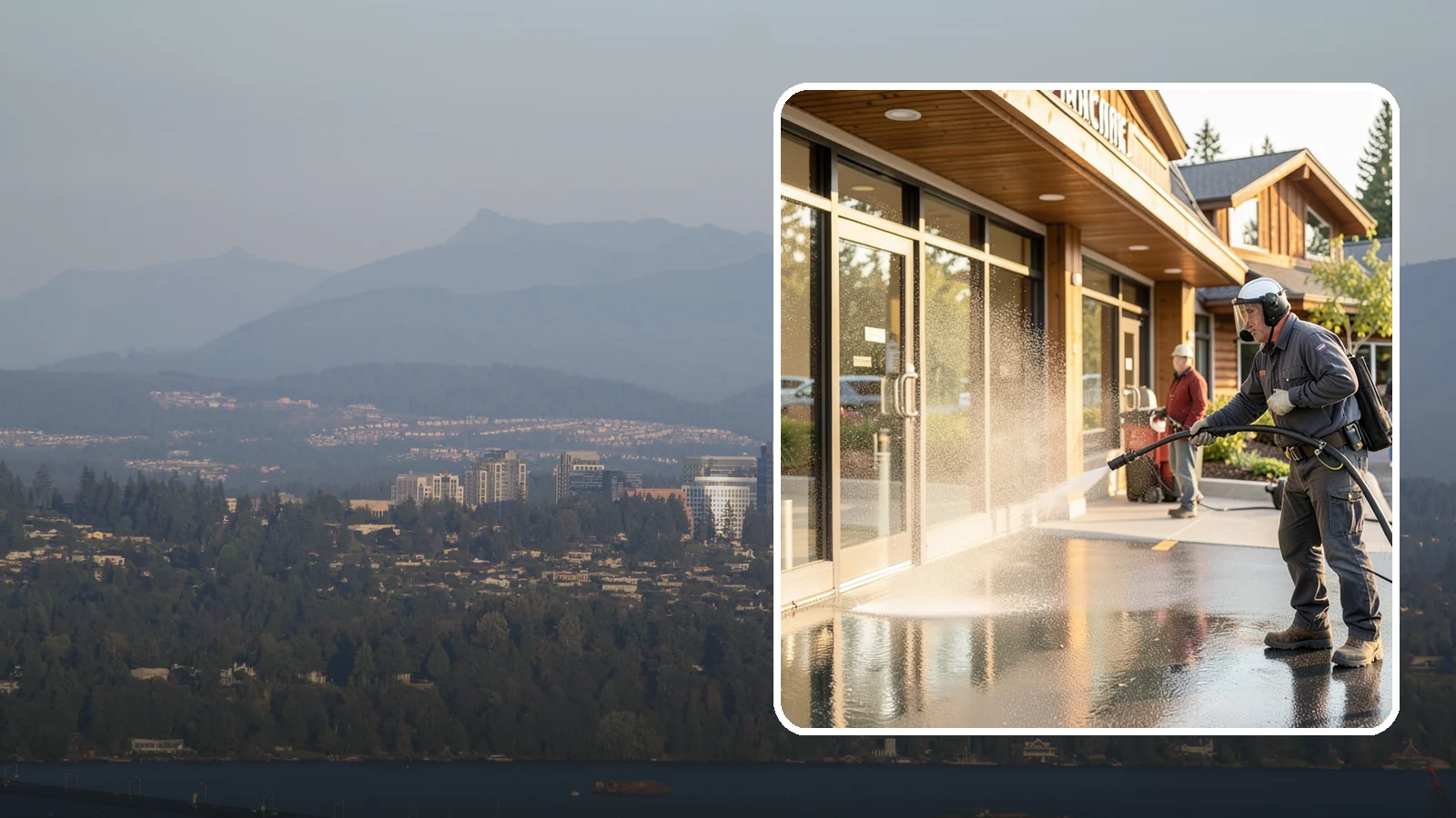 Retail Center Cleaning in Medina, King County, WA - Comprehensive exterior cleaning for shopping centers covering storefronts, common walkways, and parking areas that draw shoppers...