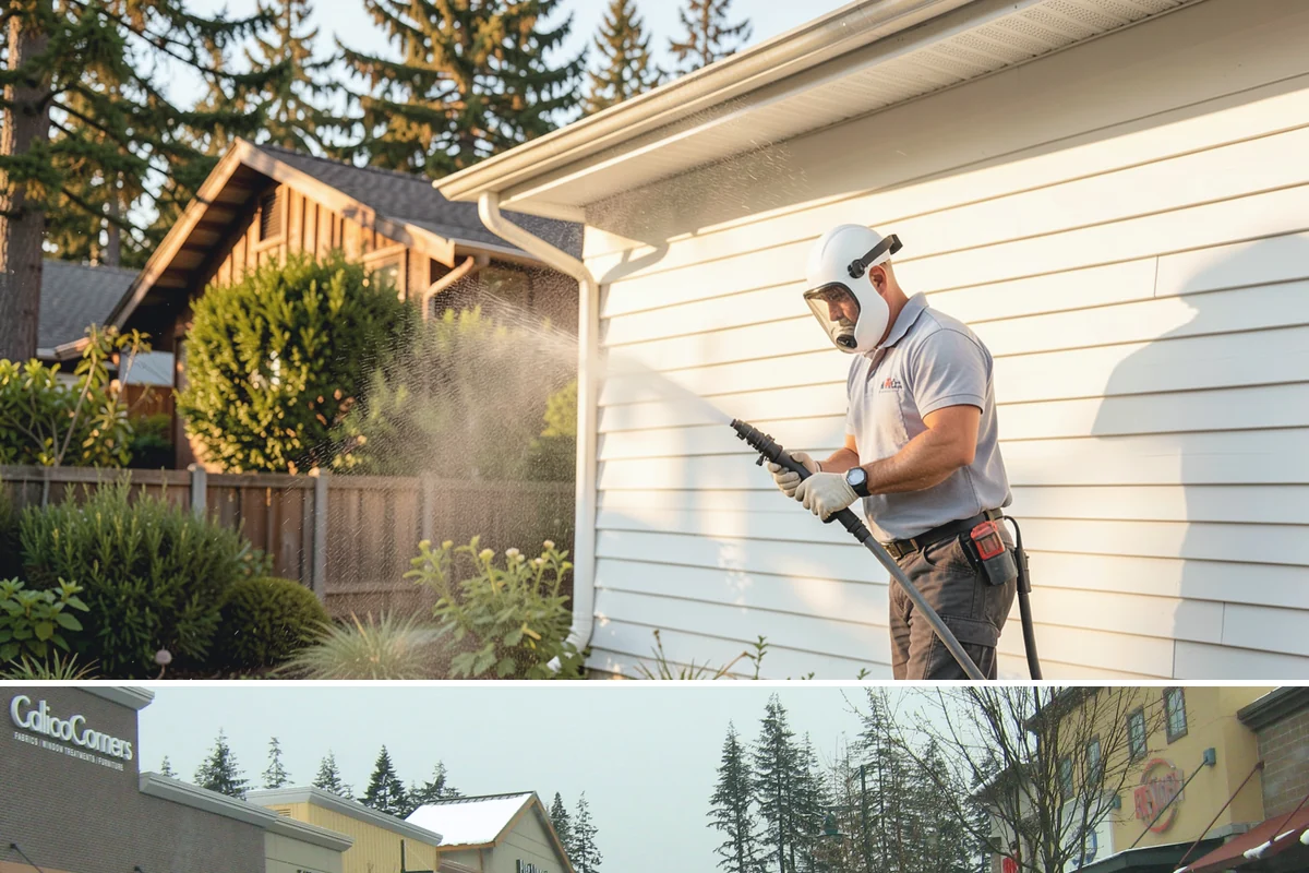 Retail Center Cleaning in Mill Creek, Snohomish County, WA - A spring refresh followed by pre-holiday cleaning in late fall keeps a retail center looking its best through peak shopping...