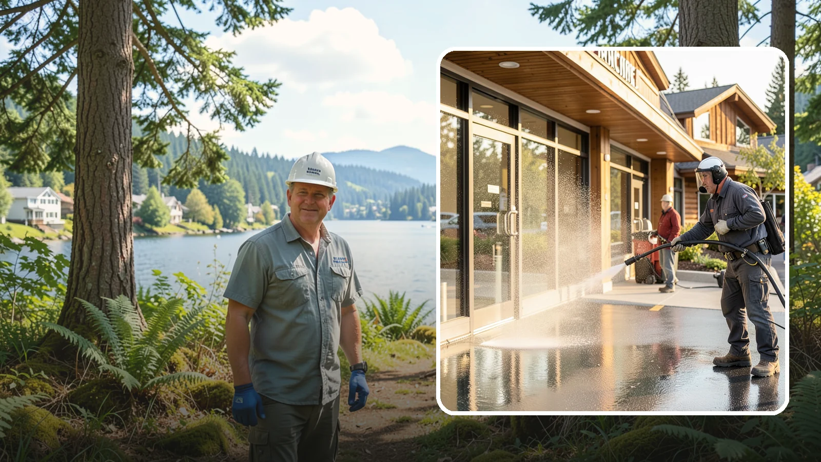Retail Center Cleaning in Milton, King County, WA - Comprehensive exterior cleaning for shopping centers covering storefronts, common walkways, and parking areas that draw shoppers...