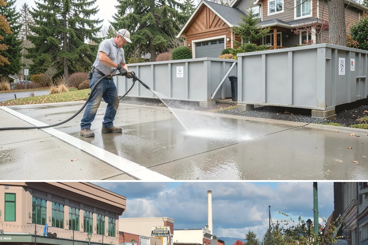 Retail Center Cleaning in Monroe, Snohomish County, WA - A spring refresh followed by pre-holiday cleaning in late fall keeps a retail center looking its best through peak shopping...