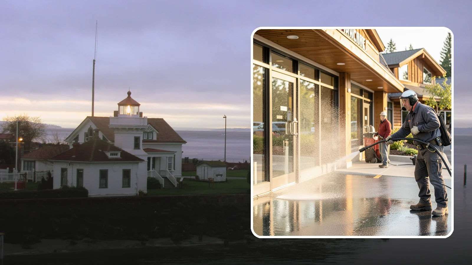 Retail Center Cleaning in Mukilteo, Snohomish County, WA - Comprehensive exterior cleaning for shopping centers covering storefronts, common walkways, and parking areas that draw shoppers...