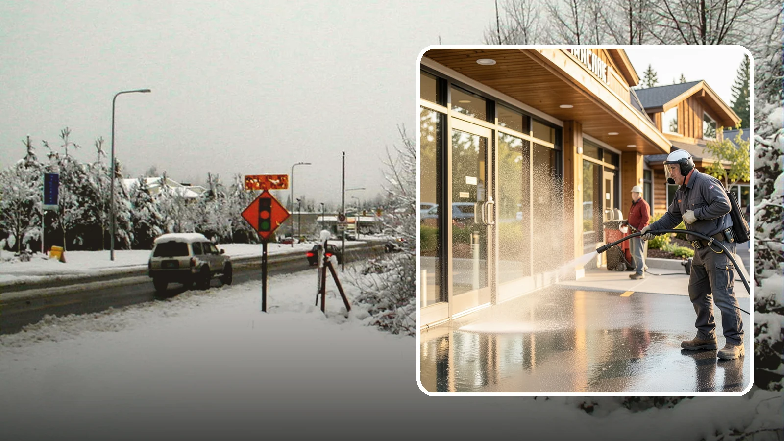 Retail Center Cleaning in Newcastle, King County, WA - Comprehensive exterior cleaning for shopping centers covering storefronts, common walkways, and parking areas that draw shoppers...