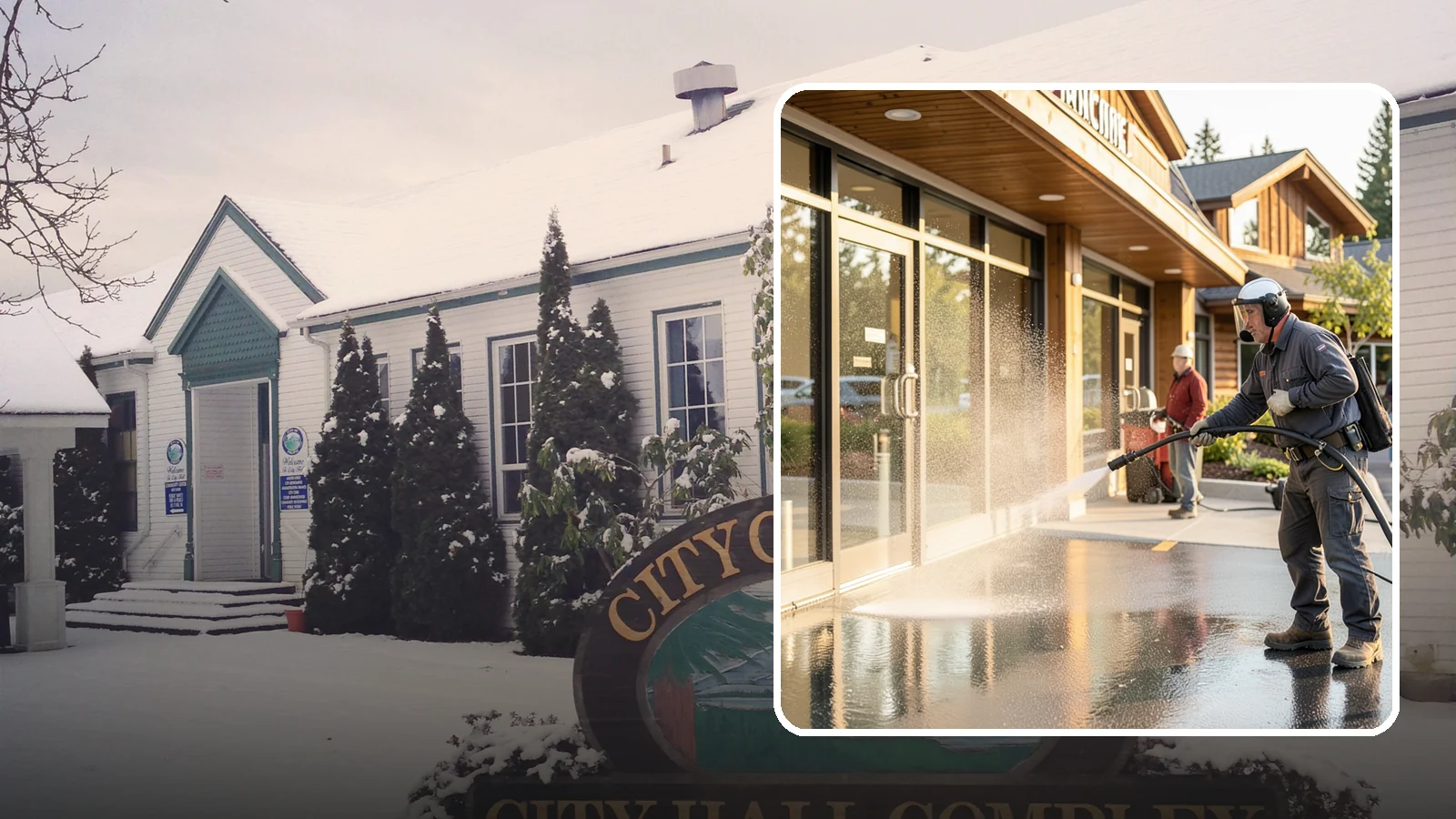 Retail Center Cleaning in Pacific, King County, WA - Comprehensive exterior cleaning for shopping centers covering storefronts, common walkways, and parking areas that draw shoppers...