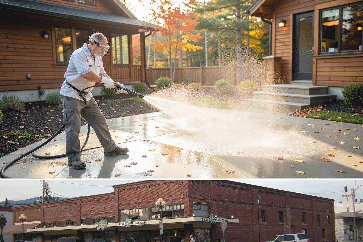 Retail Center Cleaning in Sedro-Woolley, Skagit County, WA - A spring refresh followed by pre-holiday cleaning in late fall keeps a retail center looking its best through peak shopping...
