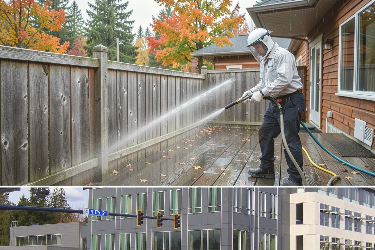 Retail Center Cleaning in Shoreline, King County, WA - A spring refresh followed by pre-holiday cleaning in late fall keeps a retail center looking its best through peak shopping...