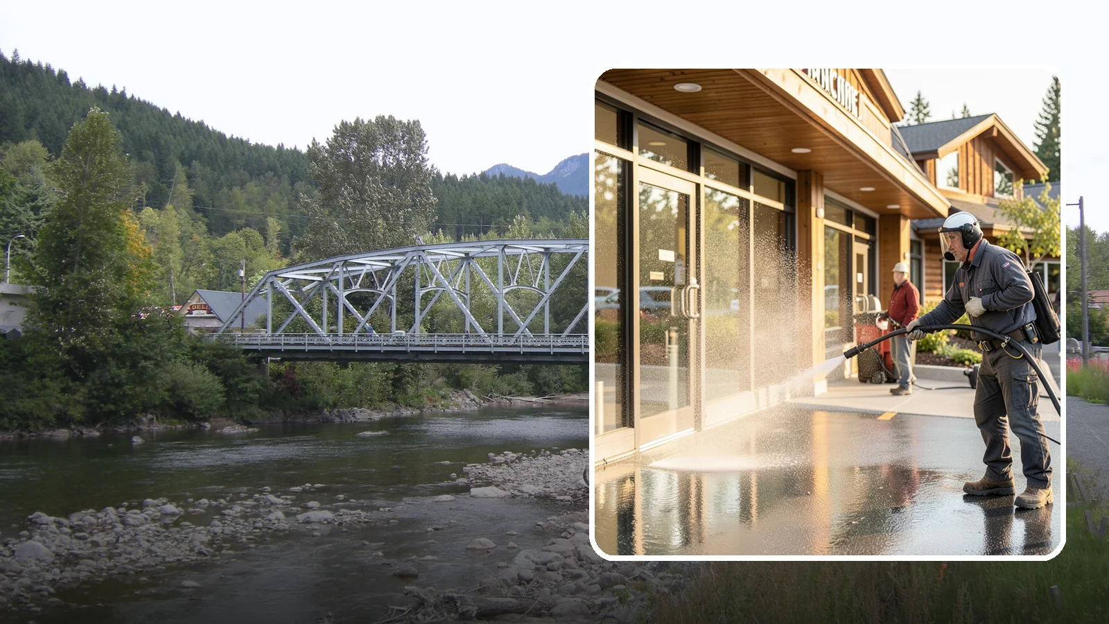 Retail Center Cleaning in Skykomish, King County, WA - Comprehensive exterior cleaning for shopping centers covering storefronts, common walkways, and parking areas that draw shoppers...