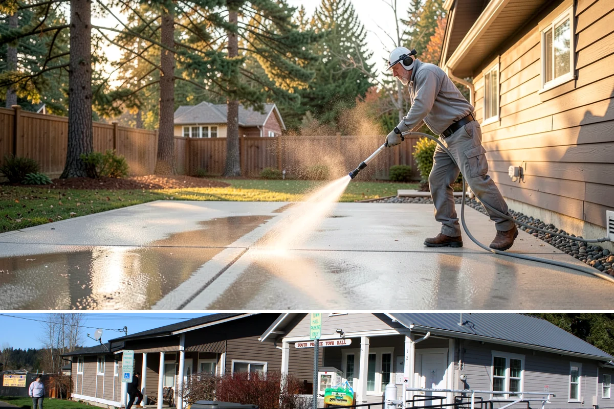 Retail Center Cleaning in South Prairie, Pierce County, WA - A spring refresh followed by pre-holiday cleaning in late fall keeps a retail center looking its best through peak shopping...