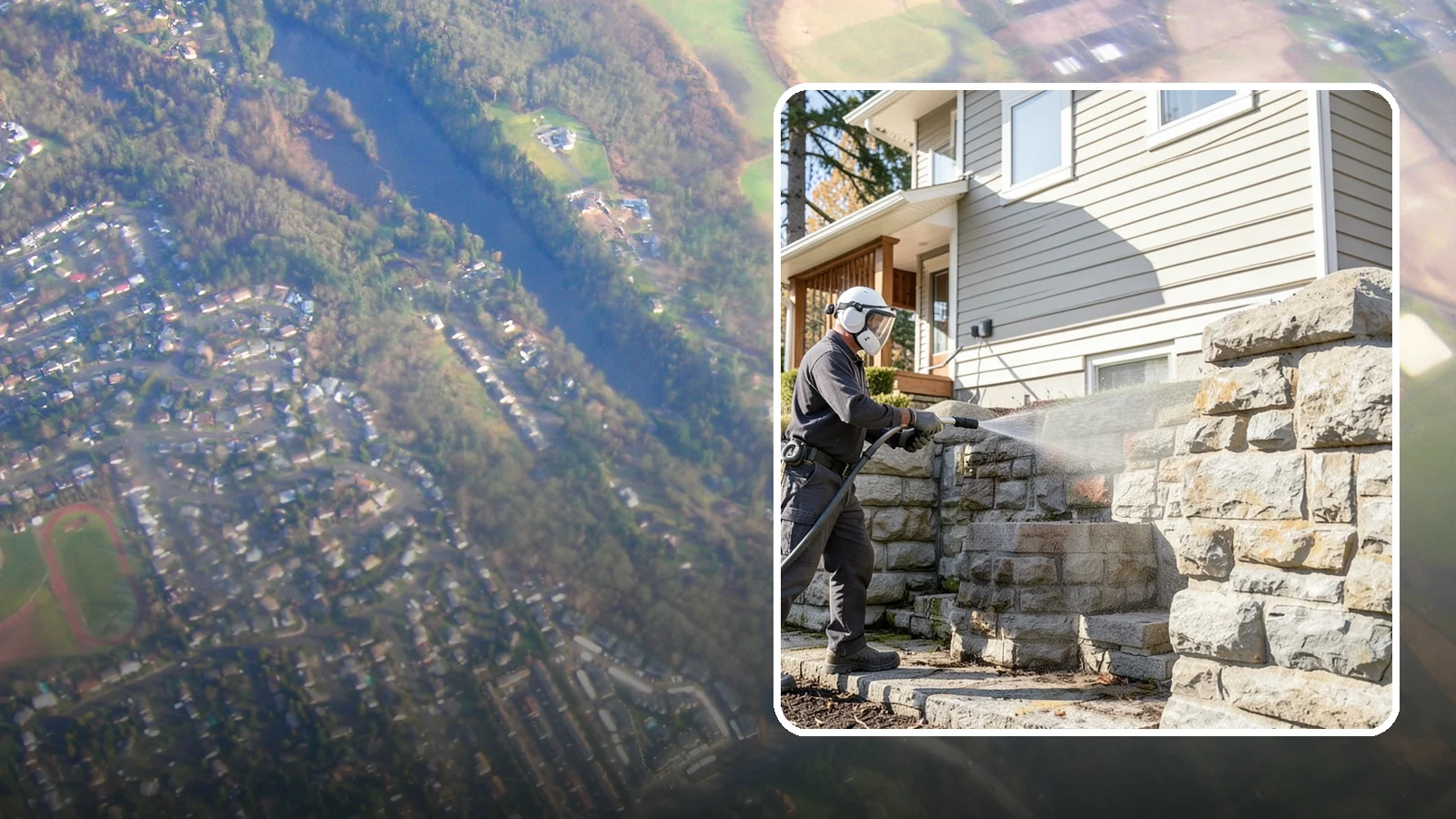 Retaining Wall Cleaning in Algona, King County, WA - Clean poured and block retaining walls to remove the moss, algae, and soil staining typical of terraced Northwest yards.