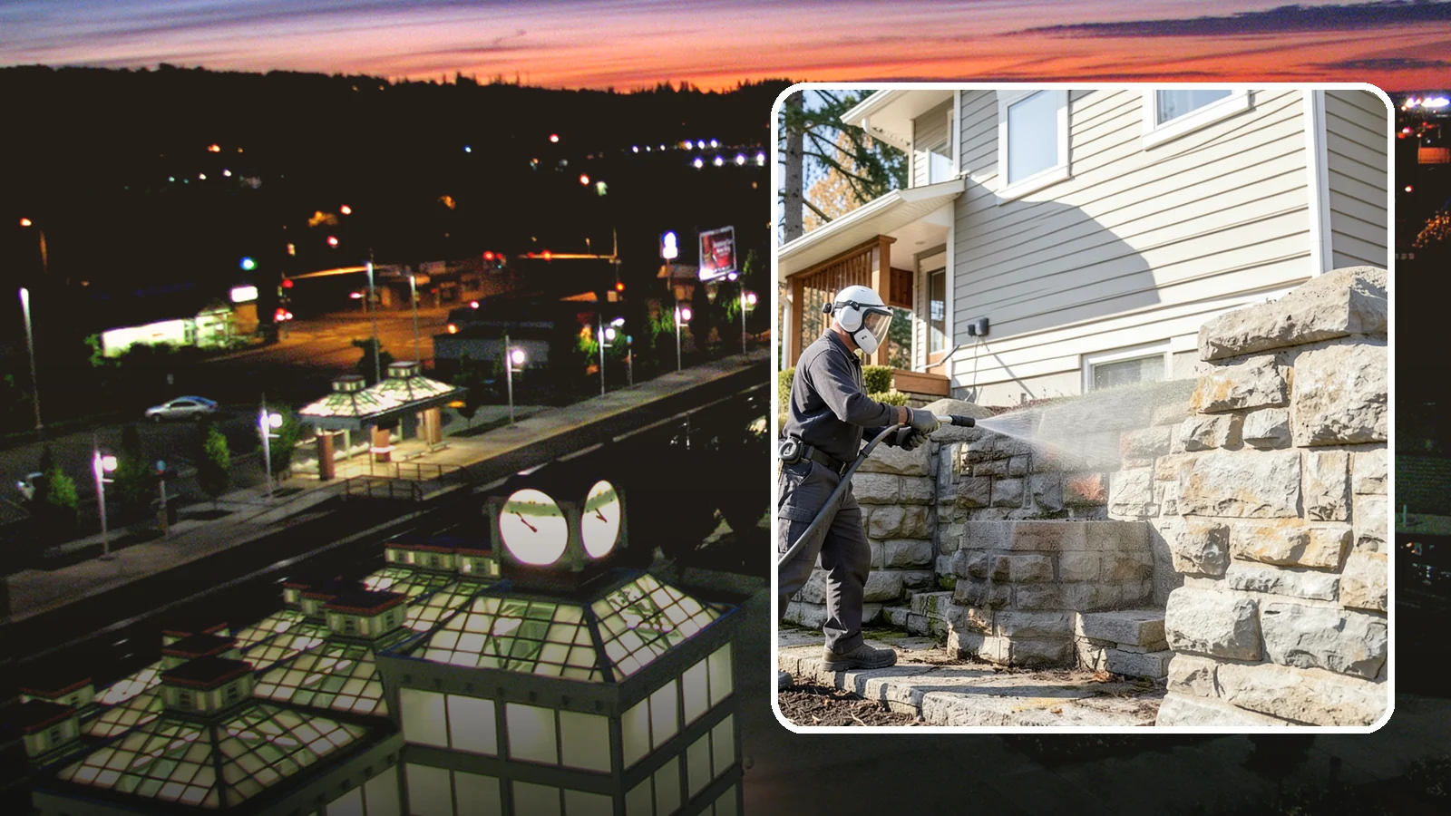 Retaining Wall Cleaning in Auburn, King County, WA - Clean poured and block retaining walls to remove the moss, algae, and soil staining typical of terraced Northwest yards.