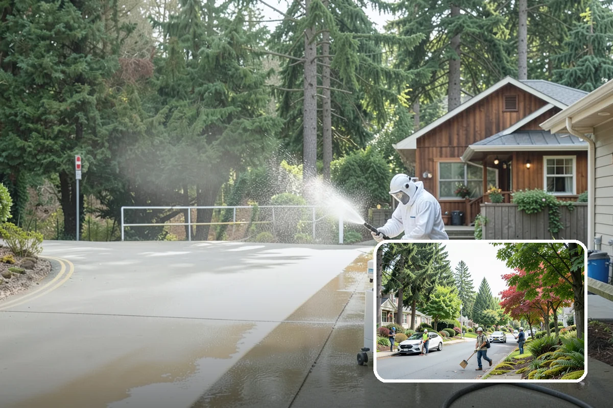 Retaining Wall Cleaning in Beaux Arts Village, King County, WA - Removes moss lodged in seams and mortar lines