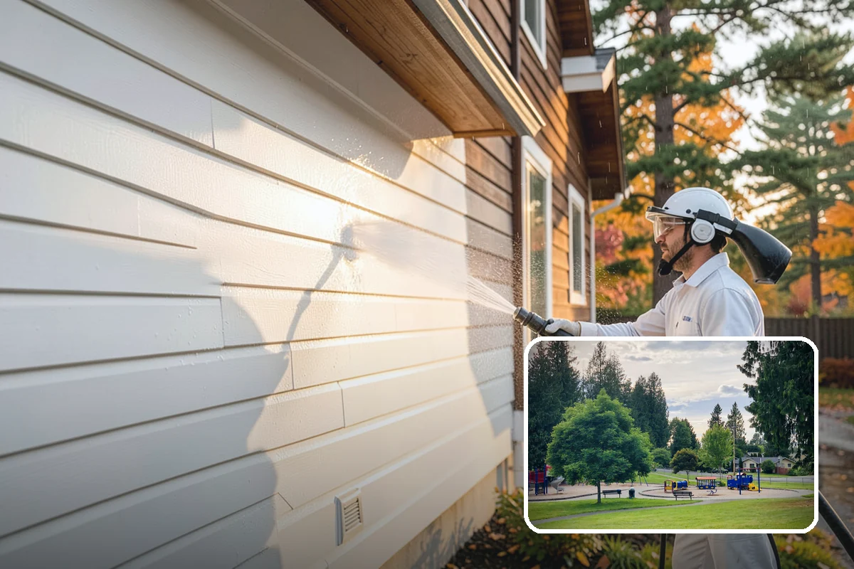 Retaining Wall Cleaning in Bonney Lake, Pierce County, WA - Removes moss lodged in seams and mortar lines