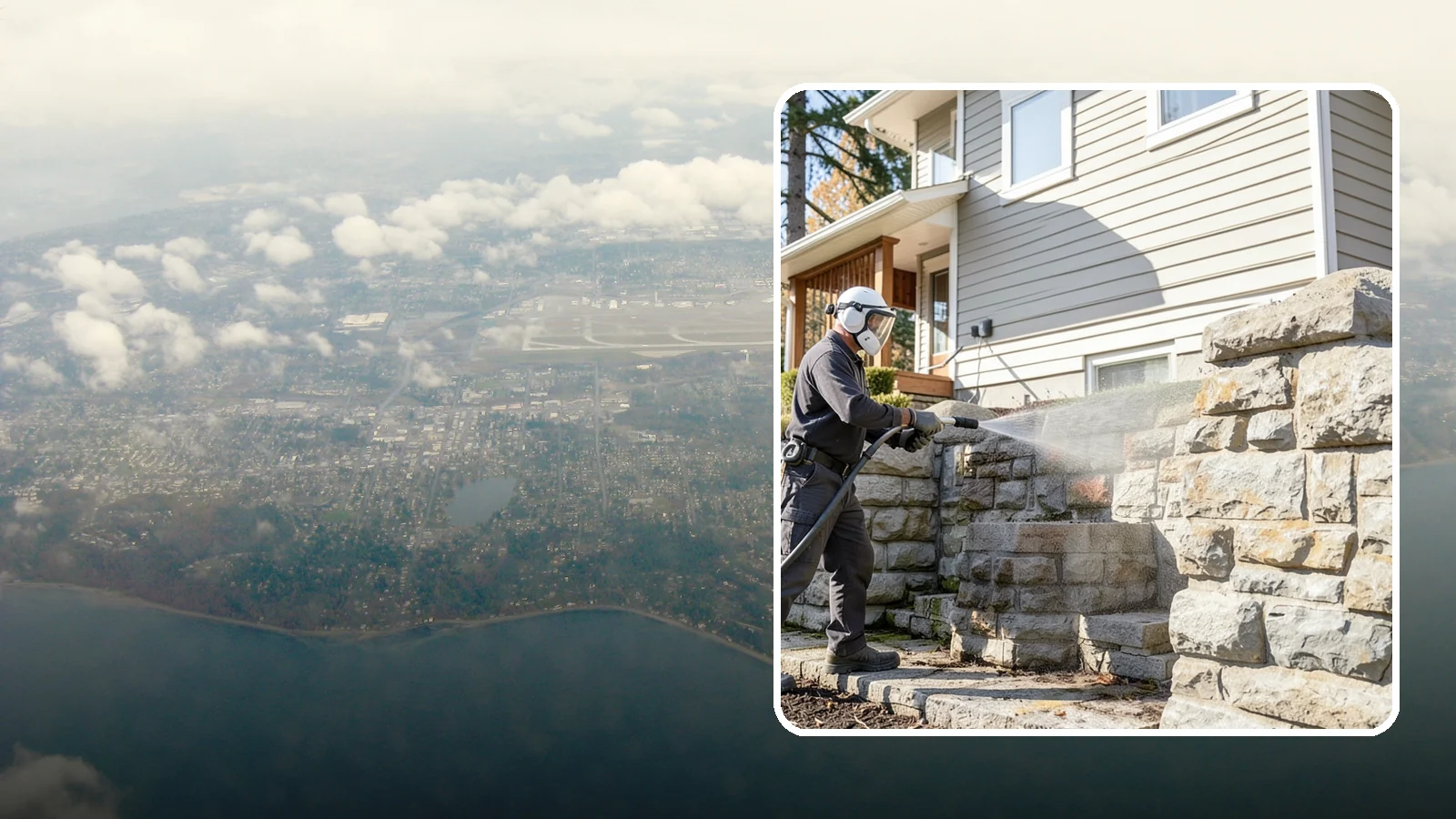 Retaining Wall Cleaning in Burien, King County, WA - Clean poured and block retaining walls to remove the moss, algae, and soil staining typical of terraced Northwest yards.