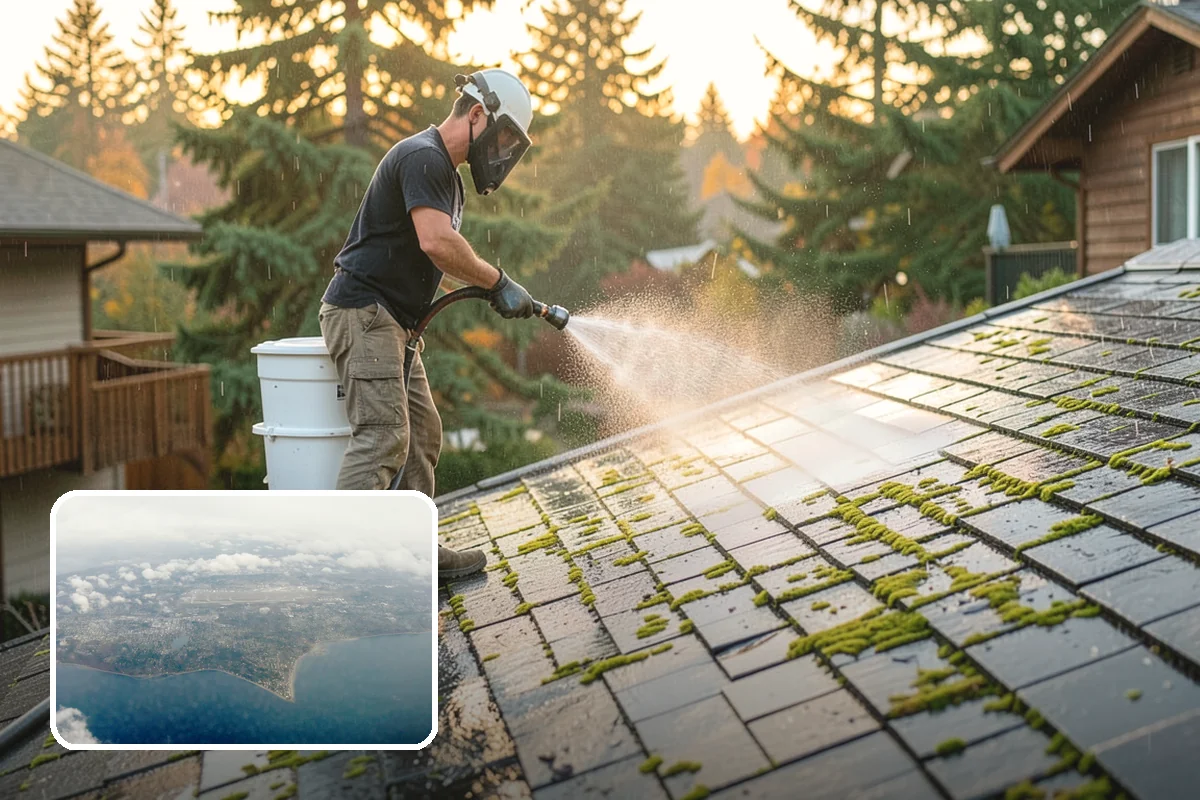 Retaining Wall Cleaning in Burien, King County, WA - Removes moss lodged in seams and mortar lines