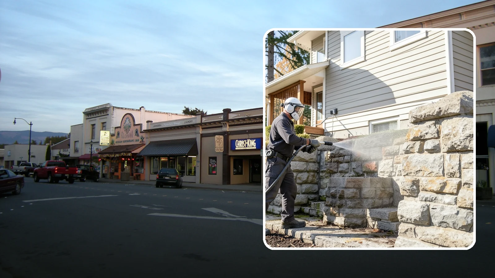 Retaining Wall Cleaning in Burlington, Skagit County, WA - Clean poured and block retaining walls to remove the moss, algae, and soil staining typical of terraced Northwest yards.