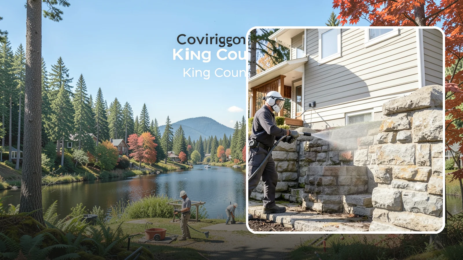 Retaining Wall Cleaning in Covington, King County, WA - Clean poured and block retaining walls to remove the moss, algae, and soil staining typical of terraced Northwest yards.