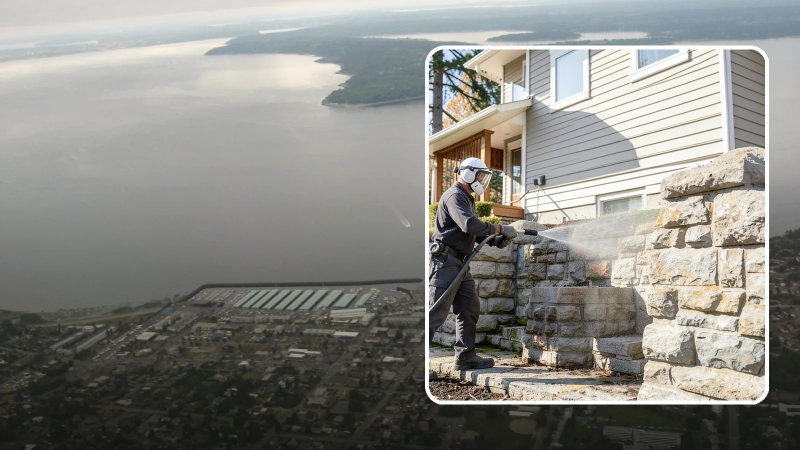 Retaining Wall Cleaning in Des Moines, King County, WA - Clean poured and block retaining walls to remove the moss, algae, and soil staining typical of terraced Northwest yards.