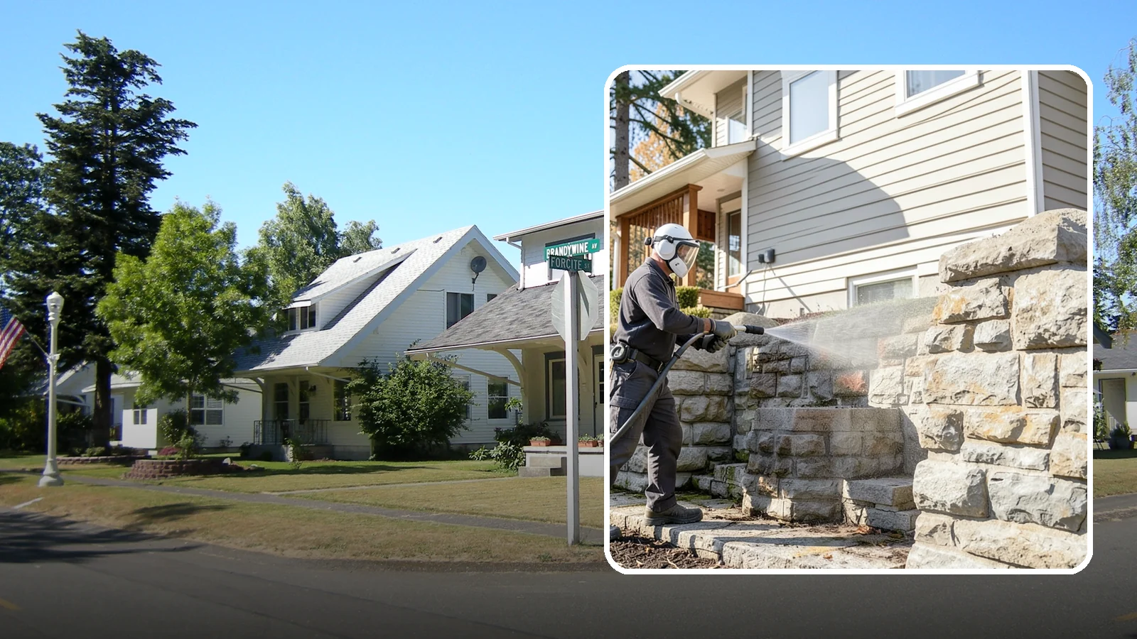 Retaining Wall Cleaning in DuPont, Pierce County, WA - Clean poured and block retaining walls to remove the moss, algae, and soil staining typical of terraced Northwest yards.