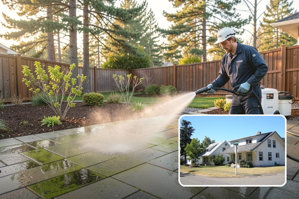 Retaining Wall Cleaning in DuPont, Pierce County, WA - Removes moss lodged in seams and mortar lines