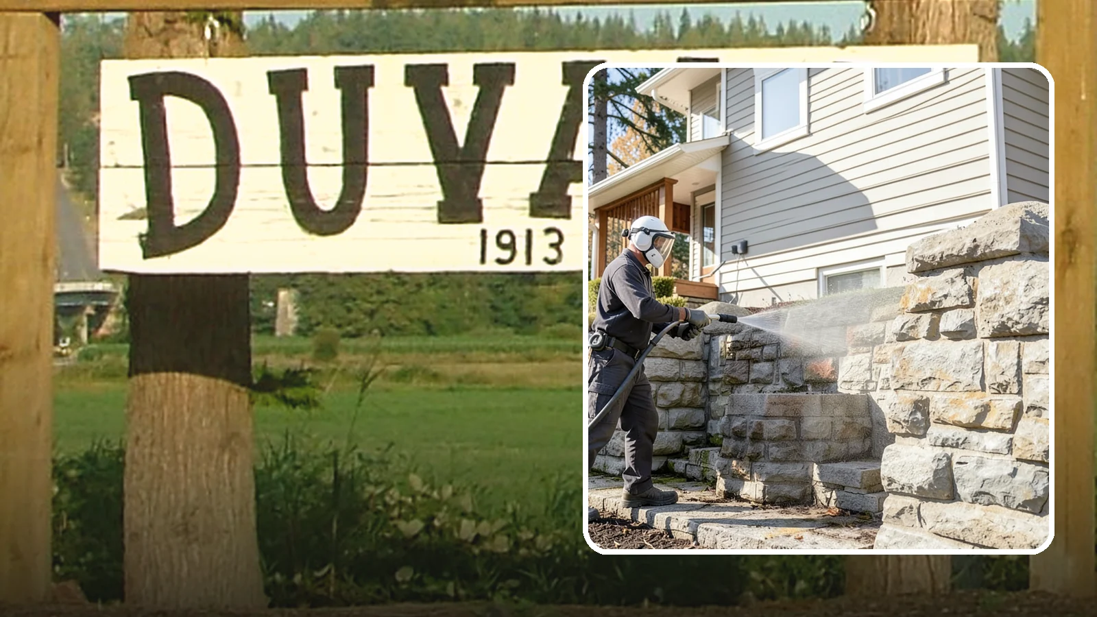 Retaining Wall Cleaning in Duvall, King County, WA - Clean poured and block retaining walls to remove the moss, algae, and soil staining typical of terraced Northwest yards.