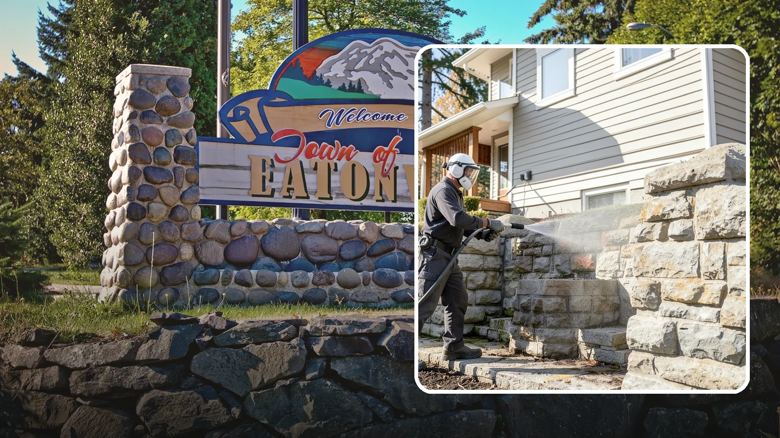 Retaining Wall Cleaning in Eatonville, Pierce County, WA - Clean poured and block retaining walls to remove the moss, algae, and soil staining typical of terraced Northwest yards.
