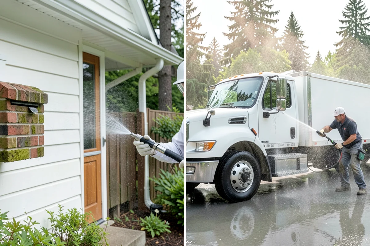 Retaining Wall Cleaning in Enumclaw, King County, WA - Clear vegetation creeping onto the wall face