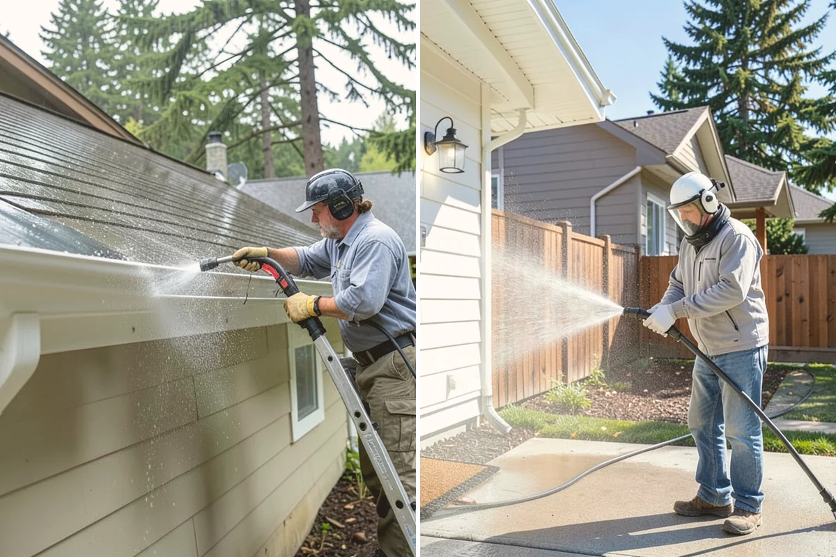 Retaining Wall Cleaning in Fife, Pierce County, WA - Clear vegetation creeping onto the wall face