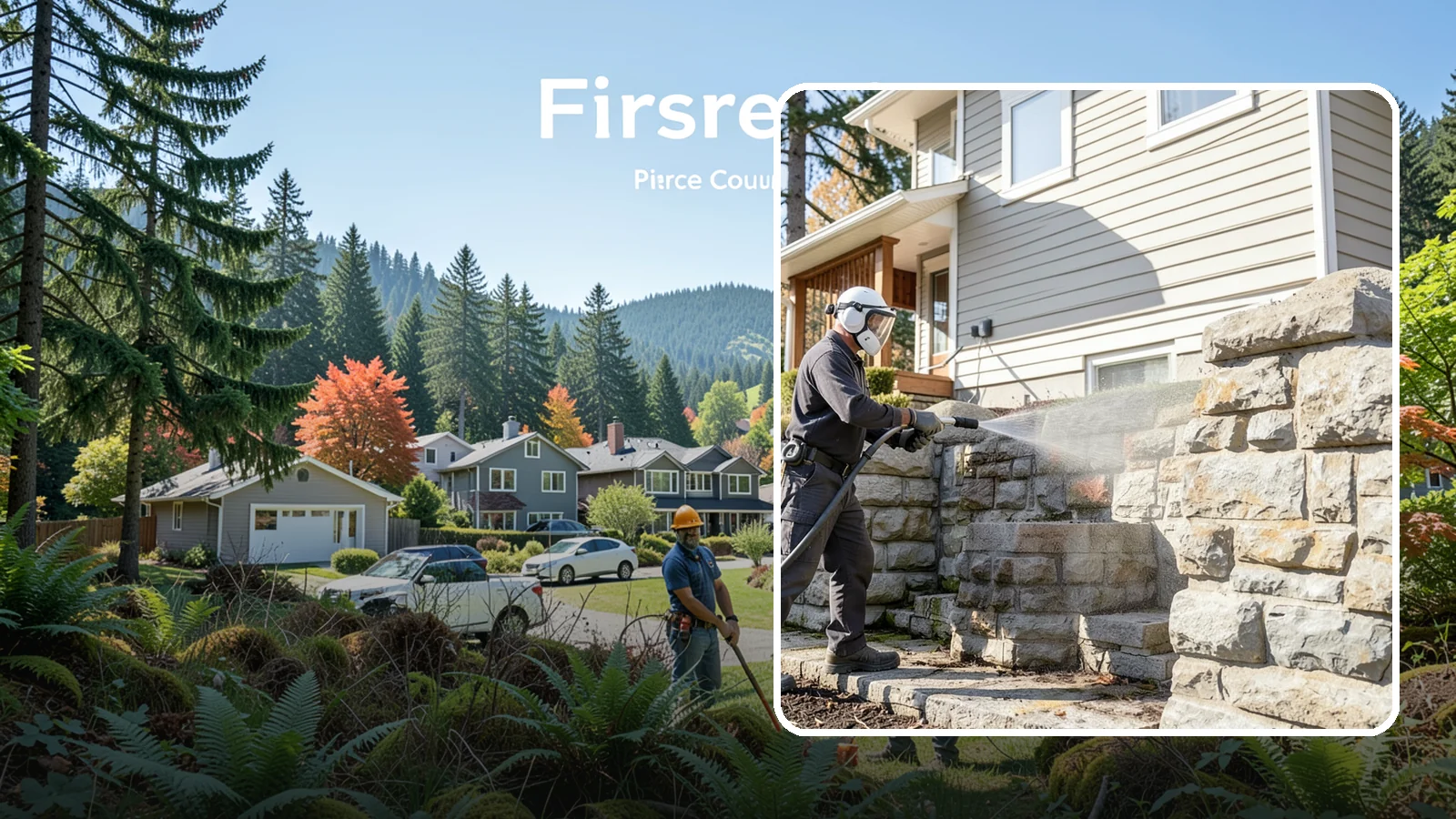 Retaining Wall Cleaning in Fircrest, Pierce County, WA - Clean poured and block retaining walls to remove the moss, algae, and soil staining typical of terraced Northwest yards.