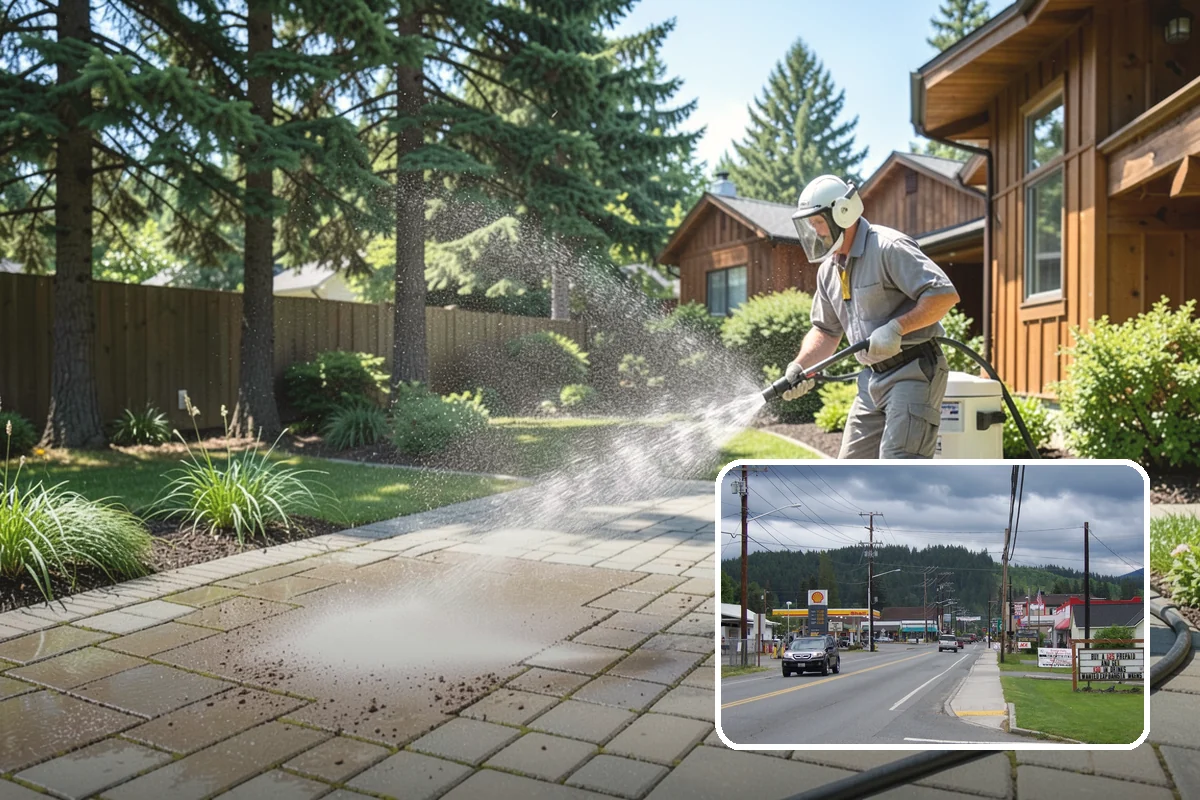 Retaining Wall Cleaning in Granite Falls, Snohomish County, WA - Removes moss lodged in seams and mortar lines