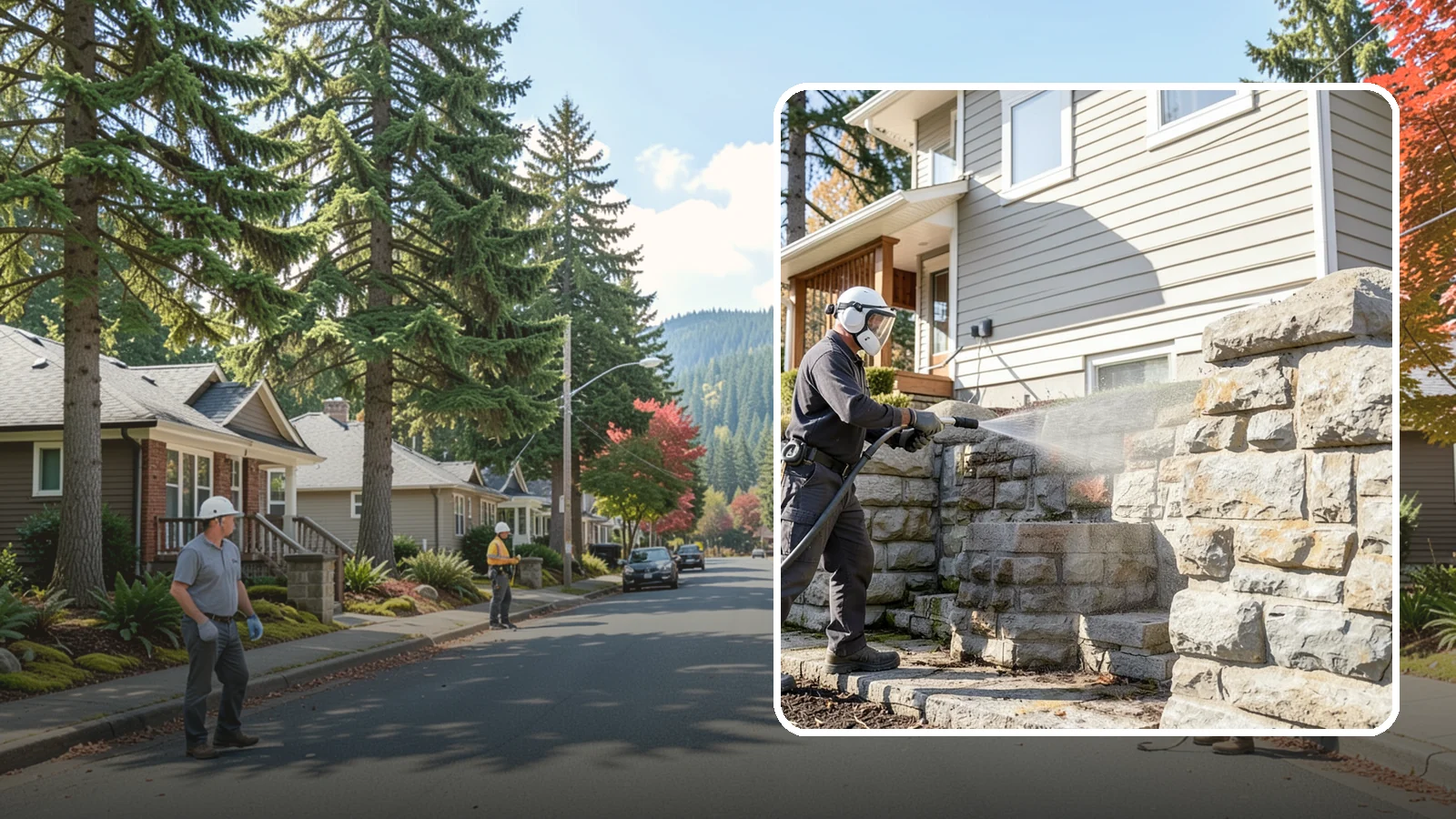 Retaining Wall Cleaning in Hunts Point, King County, WA - Clean poured and block retaining walls to remove the moss, algae, and soil staining typical of terraced Northwest yards.