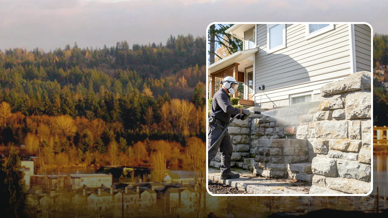 Retaining Wall Cleaning in Kenmore, King County, WA - Clean poured and block retaining walls to remove the moss, algae, and soil staining typical of terraced Northwest yards.