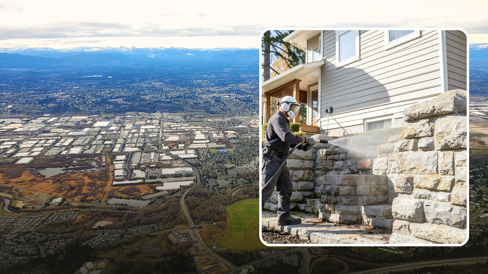 Retaining Wall Cleaning in Kent, King County, WA - Clean poured and block retaining walls to remove the moss, algae, and soil staining typical of terraced Northwest yards.