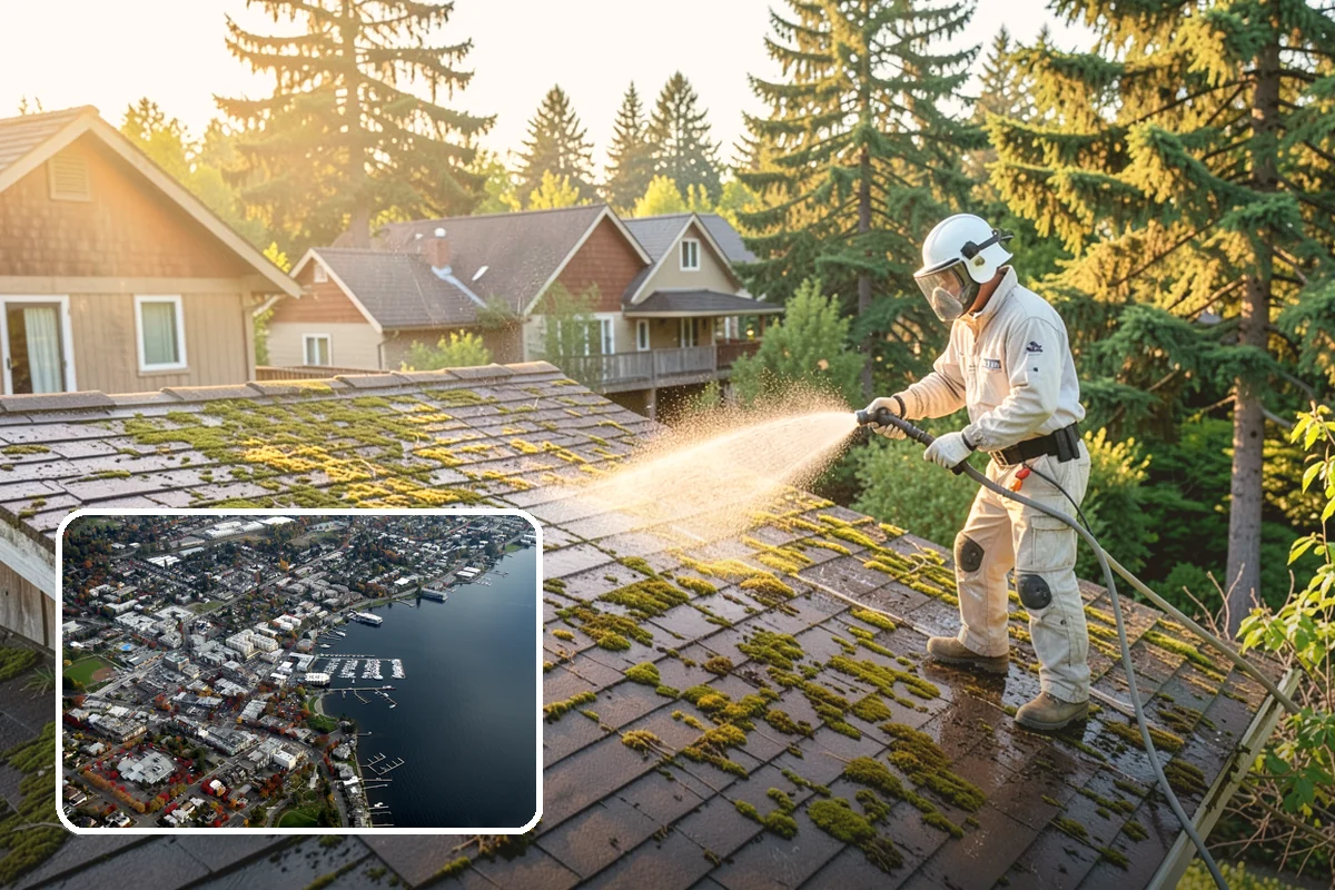 Retaining Wall Cleaning in Kirkland, King County, WA - Removes moss lodged in seams and mortar lines
