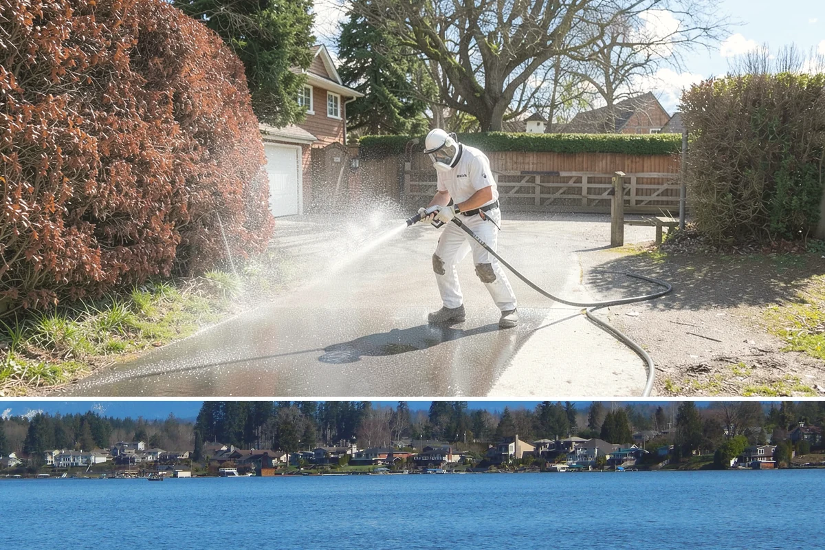 Retaining Wall Cleaning in Lake Stevens, Snohomish County, WA - Early summer, once the ground begins to dry, reduces the moisture feeding wall growth and helps the cleaning last longer.