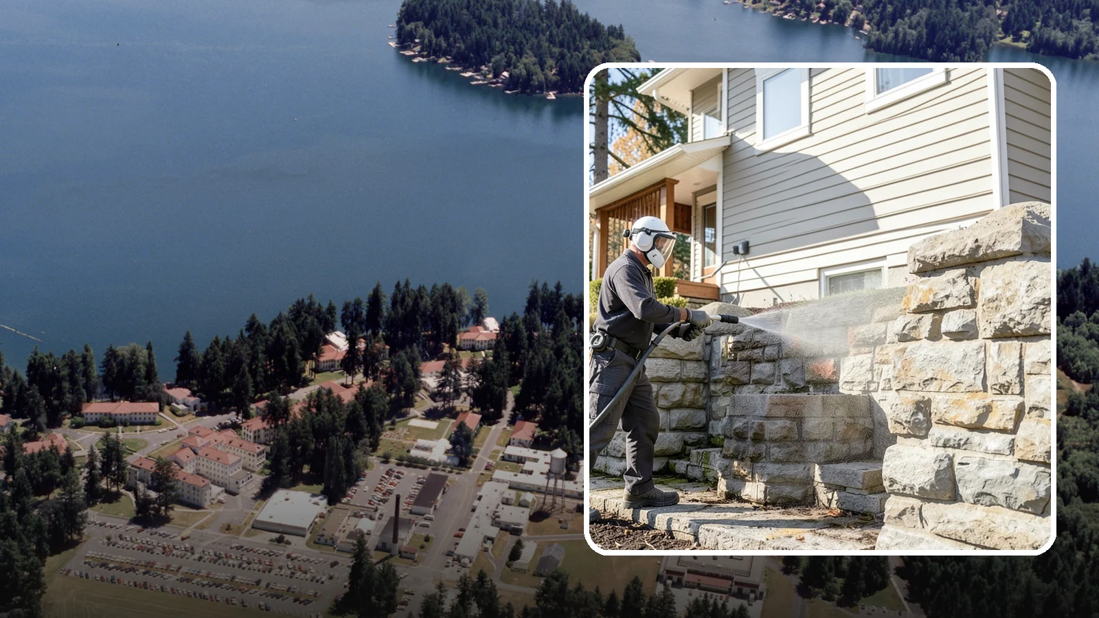 Retaining Wall Cleaning in Lakewood, Pierce County, WA - Clean poured and block retaining walls to remove the moss, algae, and soil staining typical of terraced Northwest yards.